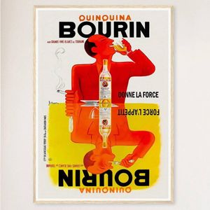 Galrie Quinquina Bourin Vintage Advertising Art Print for Collectors, Wood Frame, A1 60 x 84cm (23 x 33inch)