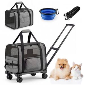 Advwin Pet Carrier Foldable Stroller Cat Dog Trolley Travel Bag