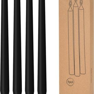 4x Tapered Dinner  Unscented Taper Wedding Candle 25cm in Black