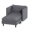Ufurniture Single Sofa Corduroy Modular Lounge Couch with Adjustable Armrest & Backrest Single Sofa with Footrest Grey