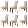Sherwood Faux Linen Stretch Fit Chair Cover Natural 6 Pack
