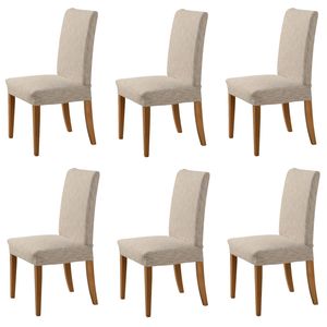 Sherwood Faux Linen Stretch Fit Chair Cover Natural 6 Pack