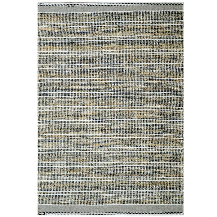 Handwoven Wool & Jute Rug-Jasmine 6332-Ash Grey/Ivory-80x150cm