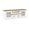 Leura Belle Entertainment Tv Unit In Brushed White With Natural Timber Top