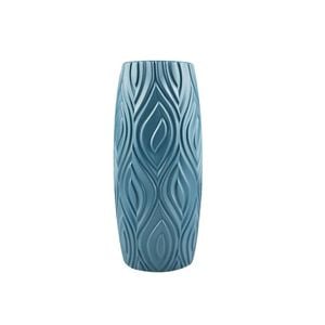 ANYDECO Flower Vase Navy Blue Medium Curve Lines Style Nordic Pot Home Decor