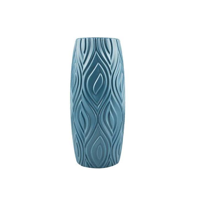ANYDECO Flower Vase Navy Blue Medium Curve Lines Style Nordic Pot Home Decor