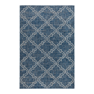 Fab Habitat 80x150cm  Blue Jinju Trellis Polypropylene Outdoor Rug