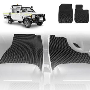 6D Diamond Car Floor Mats for Toyota LandCruiser 79 Series Single Cab 2012-Current-Front Set-Black-Outback GT