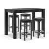 Santorini Outdoor 1.5m Bar Table Charcoal With 4 Avoca Stools & Denim Grey Cushions