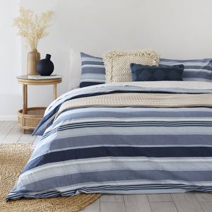 Bambury Single Bed Indiana Blue Quilt Cover Set Soft Woven Home Decor Bedding