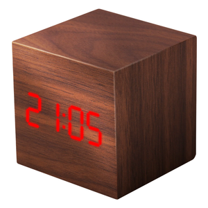 Liquid Ears Mini Led Alarm Clock Digital Display Date 3 Alarms Walnut 6.3cm