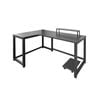 Foret 140cm L-shaped Gaming Desk Black Carbon Fiber Top With Monitor Pc Stand