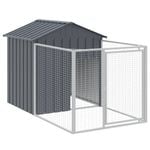 vidaXL Dog House Dog Kennel with Roof and Run Anthracite Galvanised Steel