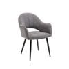 Luka Dining Chair in Grey Color Fabric Black Metal Powdercoated Legs
