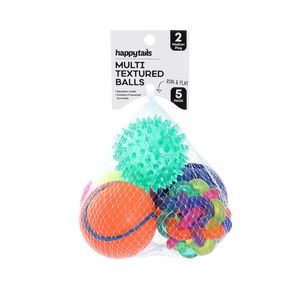 Happy Tails Multi Textured Balls - 5 Pack