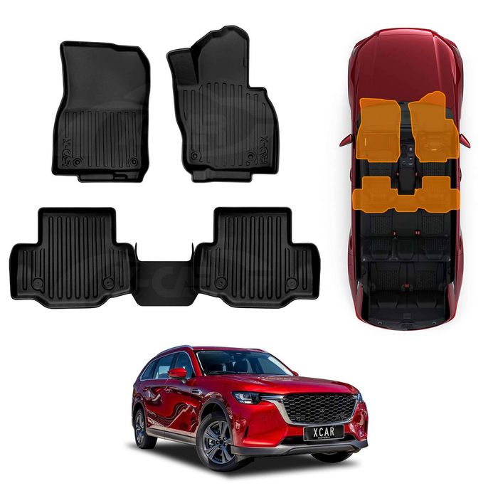 Front Rear Floor Mats for Mazda CX-80 CX80 2024-Onwards Heavy Duty All Weather Mats Carpet Set