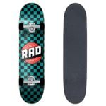 RAD Complete Dude Crew 7.25" x 30" Skateboard - Checkers Black & Teal 7.25