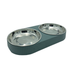Baxter Bone Double Olive Ribbed Melamine Pet Bowl