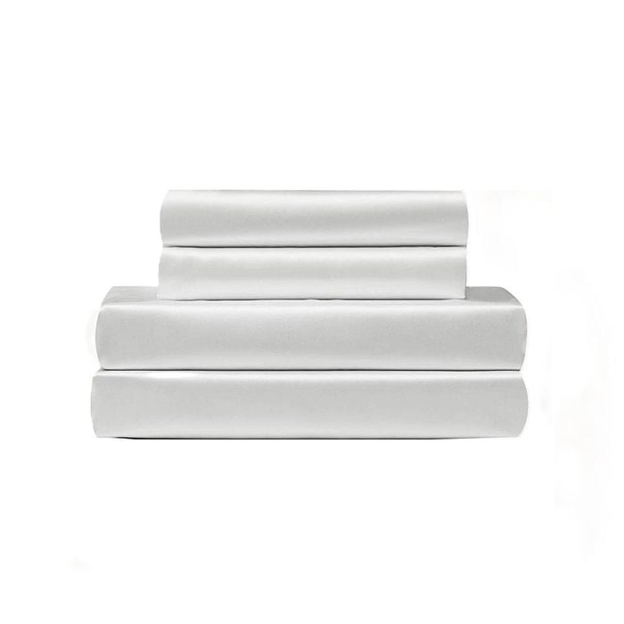 Silky Satin Quilt Cover Set, Queen Size, White