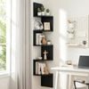HOMFURN 5-Tier Corner Floating Wall Shelf – Space-Saving Design,, Black