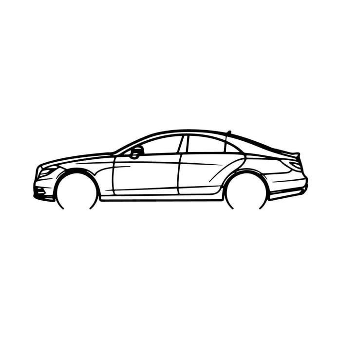 Ignite Laser Mercedes Benz ClS550 Silhouette Metal Wall Art Rustic Metal 47inch/120cm