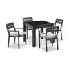 Hugo Outdoor 4 Seater Ceramic/aluminium Dining Table Charcoal With Santorini Chairs & Olefin Grey Cushions
