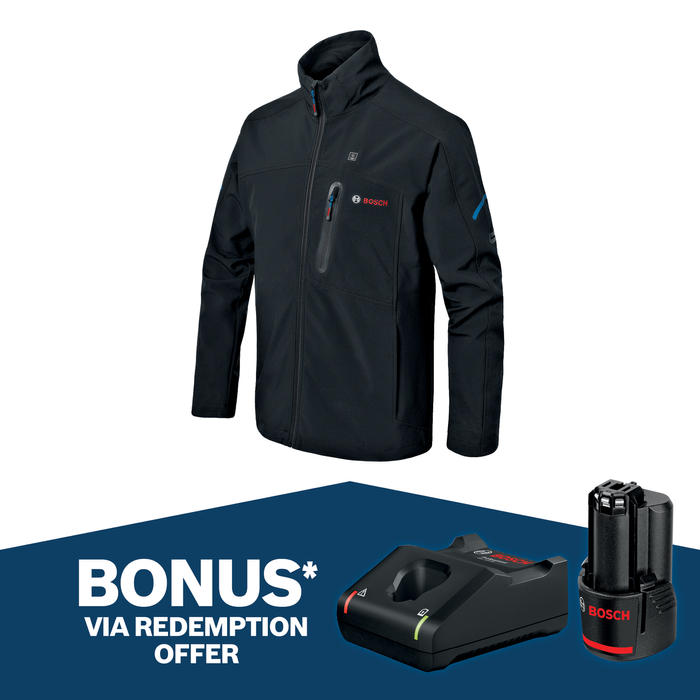 Bosch 12v Heated Jacket. The bonus redemption offer includes 12V 2.0Ah Starter Pack 0615990GA6 (0188059)