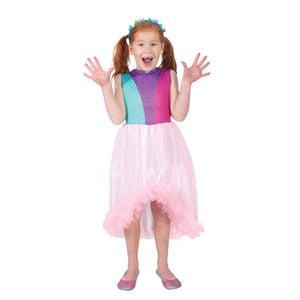 Poppy Deluxe Trolls 3 Costume Party Halloween Cosplay Outfit Kids Size 4-6y
