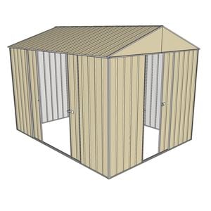 Build-a-Shed 2.3 x 3.0 x 2.3m Front Gable Single Sliding and Double Sliding Door Shed - Cream