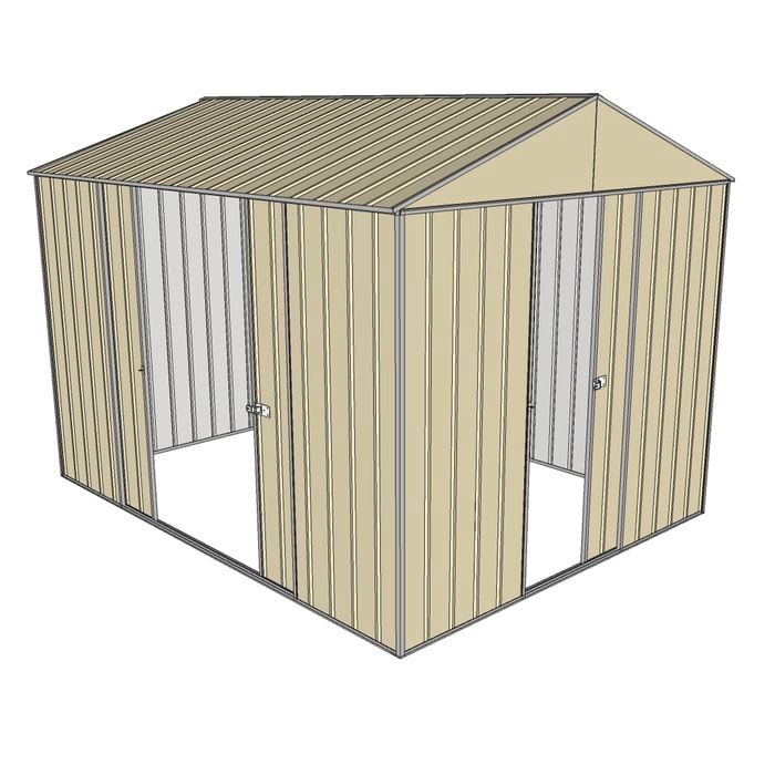 Build-a-Shed 2.3 x 3.0 x 2.3m Front Gable Single Sliding and Double Sliding Door Shed - Cream