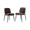 Oikiture 2x Dining Chairs Retro Faux Leather Walnut