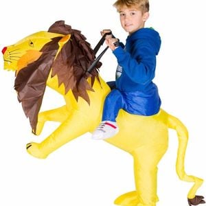 Inflatable Kids Piggyback Ride On Lion Costume - One Size