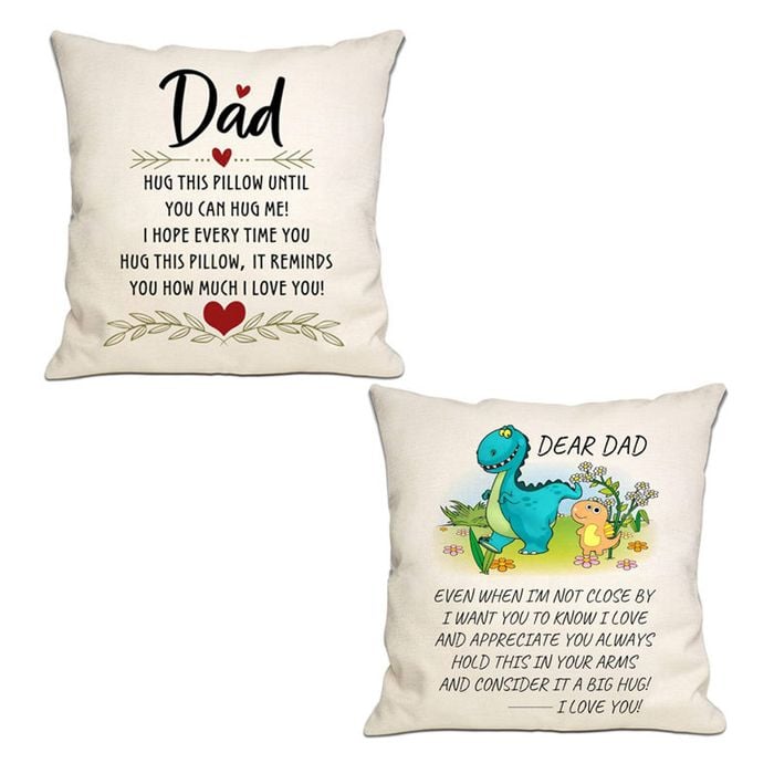 Catzon 2 Pcs Linen Throw Pillow Covers for Dear Dad Birthday Gifts for Father-Set 7