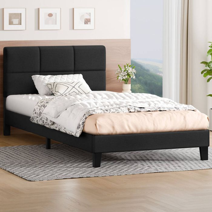 Alfordson Bed Frame King Single Size Fabric Charcoal