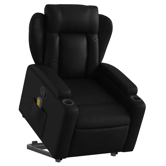 vidaXL Stand up Massage Recliner Chair Armchair Single Sofa Black Faux Leather