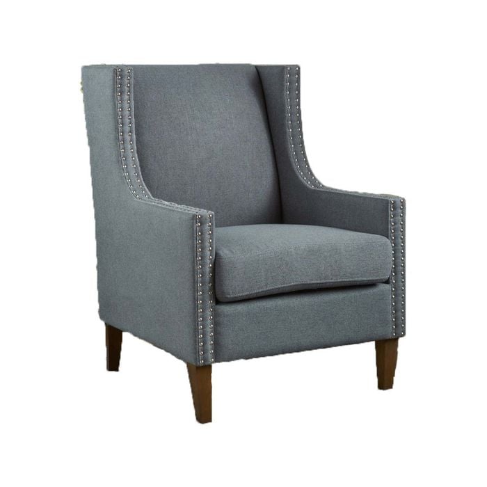 Cecilia Classic Studded Light Grey Wingback Club Armchair