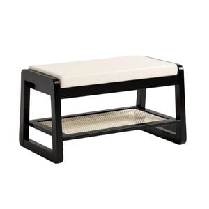 Lauft Black Wooden Shoe Storage Cabinet Bench Organiser Cupboard 2-tier Bamboo