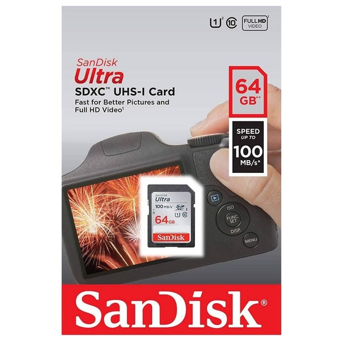 Sandisk Ultra 64gb Sd Card Sdxc Uhs-i 100mb/s Camera Dslr Memory Card Sdsdunr-064g