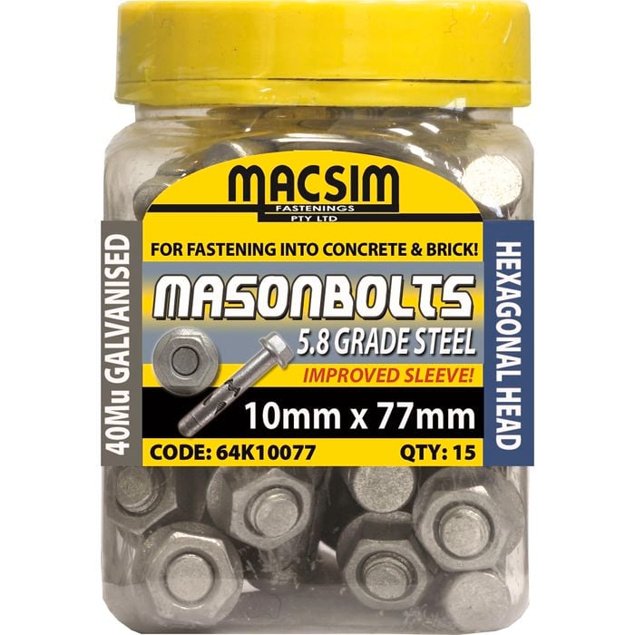 Macsim Fasteners 10 x 77mm Galvanised Sleeve Anchor
