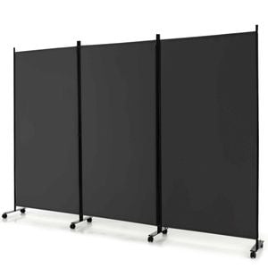 Costway Room Divider 1.8x2.6m Privacy Screen Mobile Partition Stand Grey