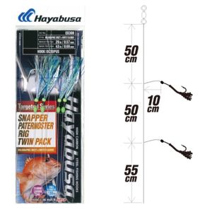 Hayabusa EX308 Snapper Paternoster White Flasher Rig Twin Pack 6/0
