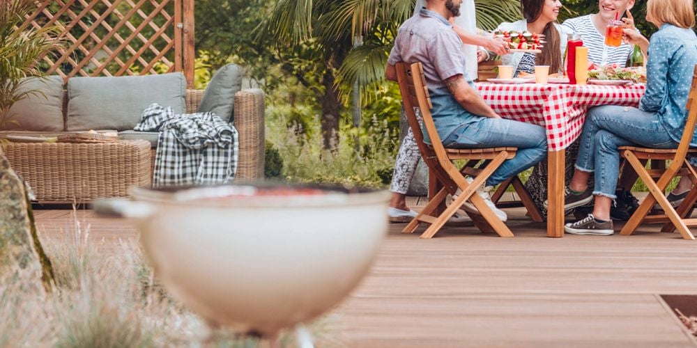 People in outdoor entertaining area