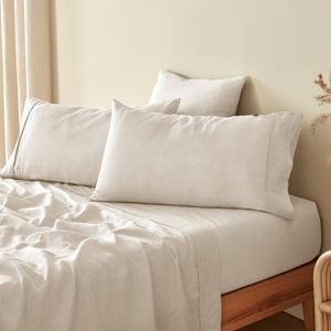 Natural Home 100% European Flax Linen Natural King Pillowcase Twin Pack