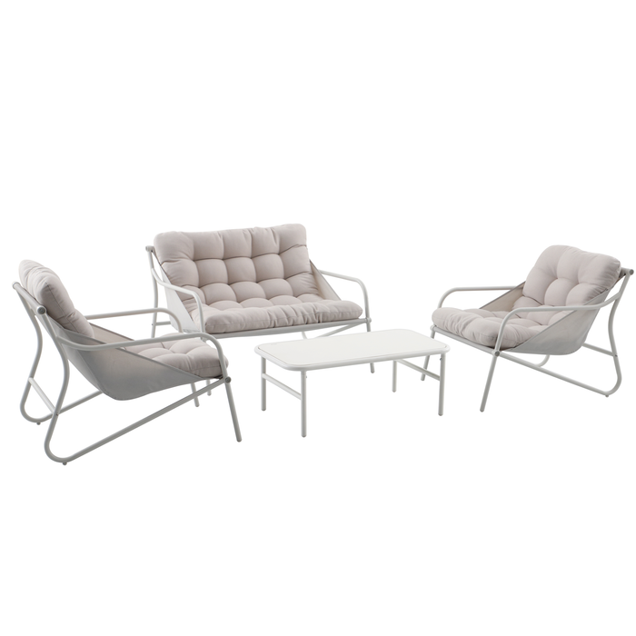 Marquee White 4 Piece Steel Textilene Set