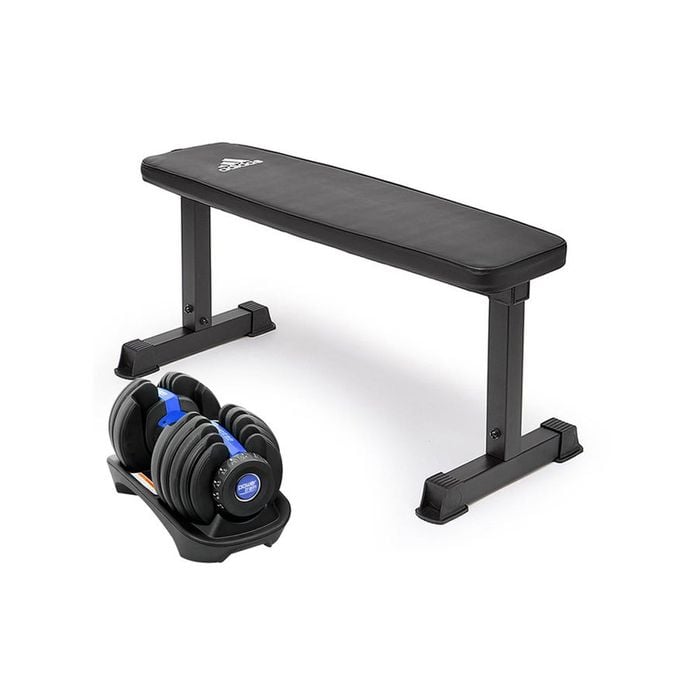 Powertrain 24kg Blue Adjustable Dumbbell w/ Adidas 10437 Adidas Bench