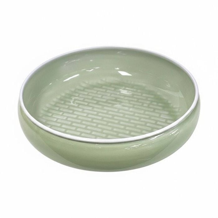 SS Collective Green Tile Pattern W/ White Trim Salad/Serving Low Bowl 28cm