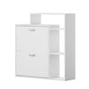 Oikiture Shoe Cabinet Storage 2 Doors Shoes Rack Display Wooden Shelves White