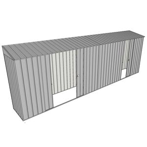 Build-a-Shed 0.8 x 6 x 2m Skillion Shed with Double and Single Sliding Side Doors - Zinc