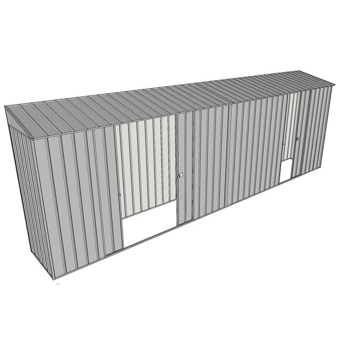 Build-a-Shed 0.8 x 6 x 2m Skillion Shed with Double and Single Sliding Side Doors - Zinc