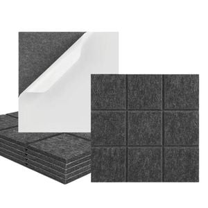 iDEER LIFE Acoustic Foam 12Pcs Sound Absorbing Panels Wall Tiles 3X3 Square (Dark Grey)